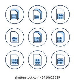 Einfach Kartensymbol, Vektorgrafik. Doppelsim-Kartenzeichen und Symbol