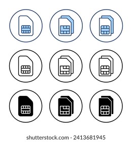 Vector de icono de tarjeta SIM. signo y símbolo de tarjeta sim dual