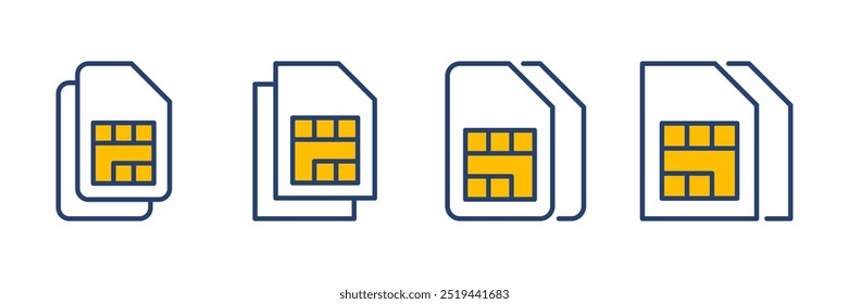Sim card icon vector. dual sim card icon vector