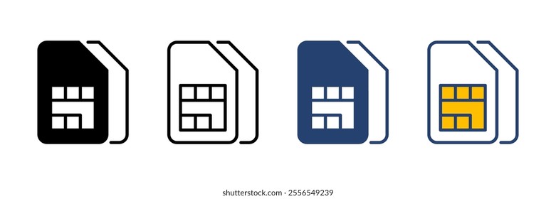 Sim card icon vector. dual sim card icon vector