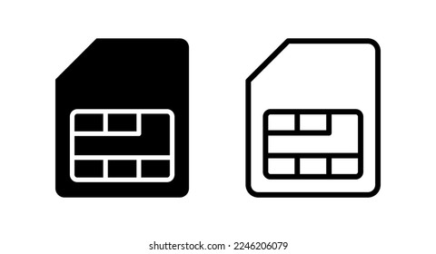 Ilustración vectorial de icono de tarjeta SIM. signo y símbolo de tarjeta sim dual