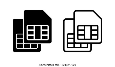 Einfach Kartensymbol, Vektorgrafik. Doppelsim-Kartenzeichen und Symbol