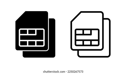 Ilustración vectorial de icono de tarjeta SIM. signo y símbolo de tarjeta sim dual
