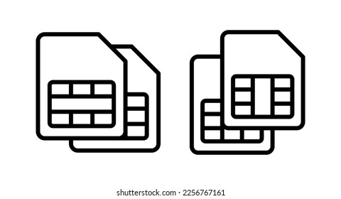 Einfach Kartensymbol, Vektorgrafik. Doppelsim-Kartenzeichen und Symbol