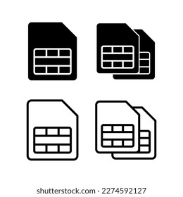 Einfach Kartensymbol, Vektorgrafik. Doppelsim-Kartenzeichen und Symbol