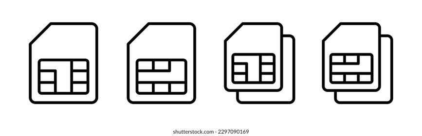 Einfach Kartensymbol, Vektorgrafik. Doppelsim-Kartenzeichen und Symbol