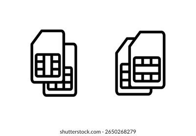 Ícone de cartão Sim ilustração vetorial. símbolo e sinal de cartão SIM duplo
