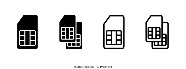 Ilustración vectorial del icono de la tarjeta de SIM. Signo y símbolo de la tarjeta dual de SIM