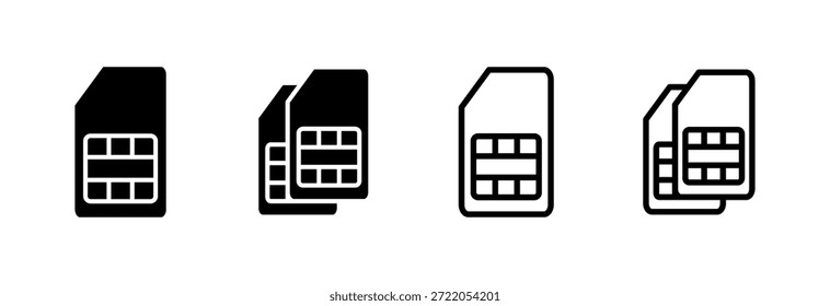 Ilustración vectorial del icono de la tarjeta de SIM. Signo y símbolo de la tarjeta dual de SIM
