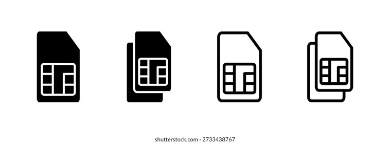 Ilustración vectorial del icono de la tarjeta SIM. Signo y símbolo de la tarjeta SIM dual