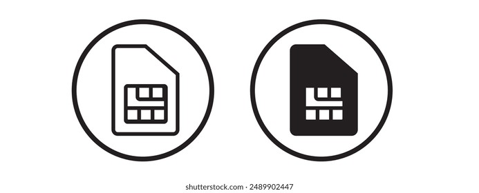 Sim card icon vector isolated on white background. Mobile slot icon. Mobile cellular phone sim card chip.