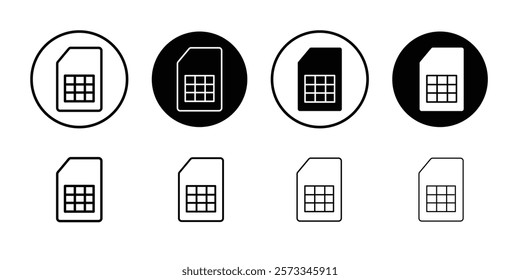 Sim card icon vector line logo mark or symbol set collection outline style