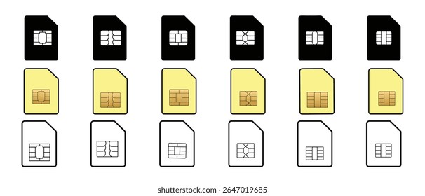 Sim card icon vector set. Silhouette of mobile sim symbol and sign. Dual sim card icon vector illustration.
