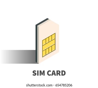SIM card icon, vector symbol in isometric 3D style isolated on white background.