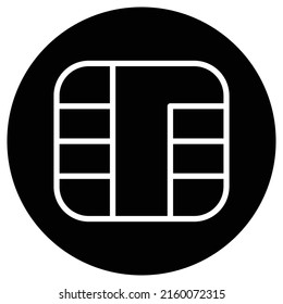 Sim card icon vector.Flat design. White icon on black circle. White background.ai