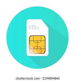 The SIM card icon is white with a number. Vector illustration