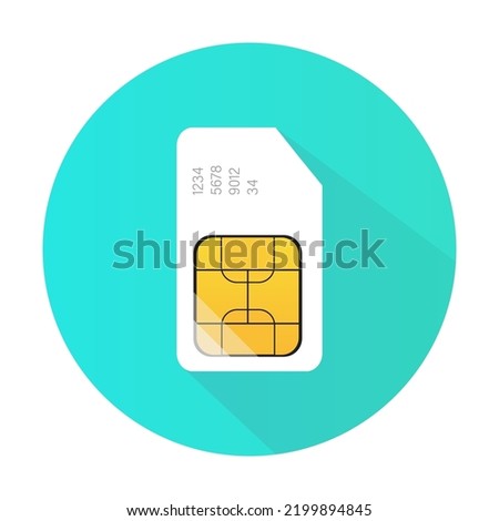 The SIM card icon is white with a number. Vector illustration