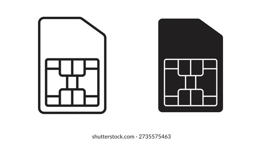 Sim card icons Concepts. black solid and line stroke designs for web and app use