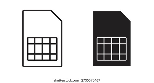 Sim card icons Concepts. black solid and line stroke designs for web and app use
