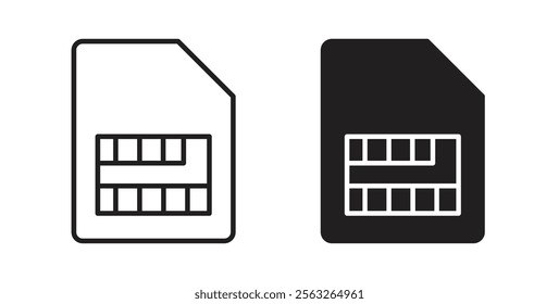 Sim card icons in flat and line style set.