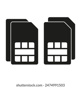 SIM Card Icons. Mobile Network Symbol. Simple Vector Art.