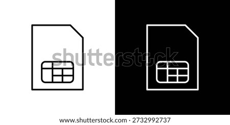 Sim card icons pack. Set of black and white liner stroke symbols