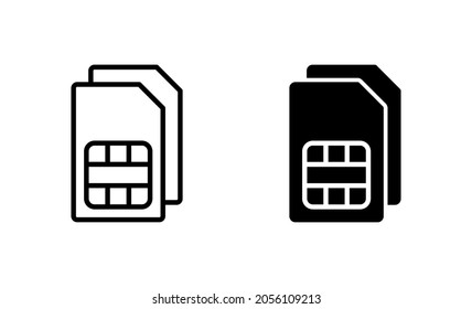 Sim card icons set. dual sim card sign and symbol