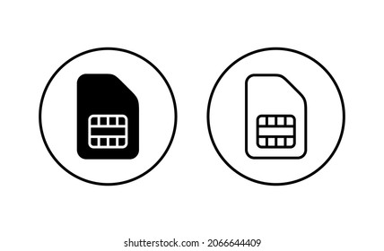 Sim-Card-Symbole gesetzt. Doppelsim-Kartenzeichen und Symbol