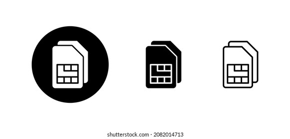 Sim card icons set. dual sim card sign and symbol