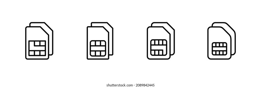 Sim card icons set. dual sim card sign and symbol