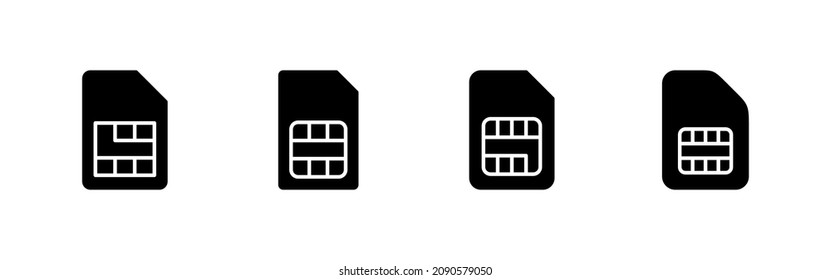 Sim-Card-Symbole gesetzt. Doppelsim-Kartenzeichen und Symbol