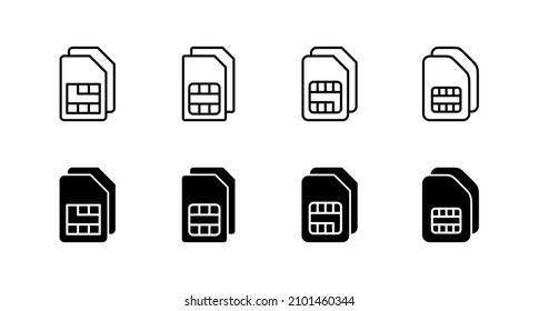 Sim card icons set. dual sim card sign and symbol