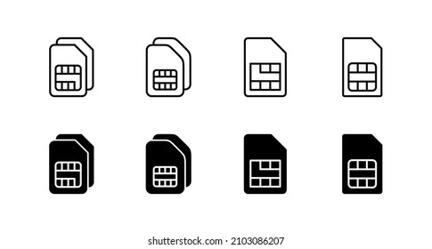 Sim card icons set. dual sim card sign and symbol