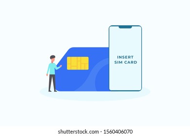 Sim Card illustration concept for web landing page template, banner, flyer and presentation