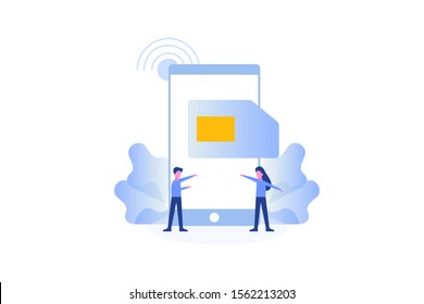 Sim card illustration concept for web landing page template, banner, flyer and presentation