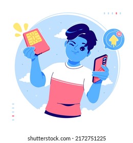 Illustration von SIM-Karten und Internet-Konzepten