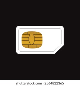 Sim card isolated on black background. White sim card for mobile phone close up on the black background