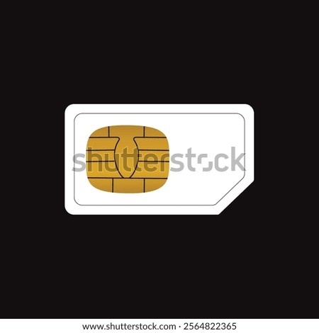 Sim card isolated on black background. White sim card for mobile phone close up on the black background