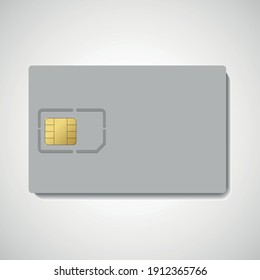 Sim card isolated on white background. Chip for mobile phone. Realistic vector icon