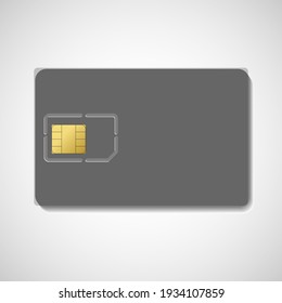 Sim card isolated on white background. Chip for mobile phone. Realistic vector icon