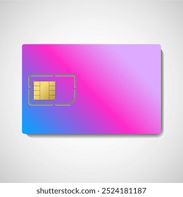 Sim card isolated on white background. Chip for mobile phone. Realistic vector icon
