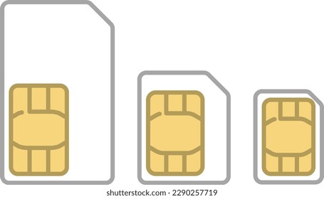 SIM card isolated vector illustrations set.