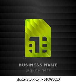 SIM Card Lime Green and Black silk fashion premium icon / Logo