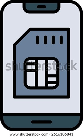 Sim Card Line Filled Vector Icon Design