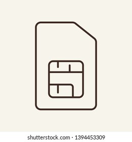 Sim card line icon. Chip, microchip, memory. Communication concept. Vector illustration can be used for topics like cell, cellphone, telephone, mobile connection
