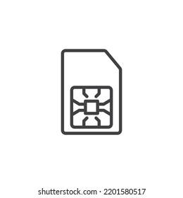 Icono de línea de tarjeta SIM. signo de estilo lineal para concepto móvil y diseño web. Icono de vector de contorno de Sim del teléfono. Símbolo, ilustración del logotipo. Gráficos vectoriales