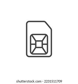 SIM card line icon. linear style sign for mobile concept and web design. Mobile sim card outline vector icon. Symbol, logo illustration. Vector graphics