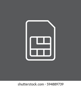 Sim card line icon, outline vector sign, linear white pictogram. Symbol, logo illustration. Editable stroke. Pixel perfect