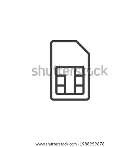Sim card line icon. Simple outline style. Card, mobile, cell, cellphone, chip, cellular, internet concept. Vector illustration isolated on white background. Thin stroke EPS 10