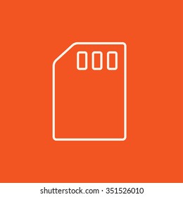 Icono de línea de tarjeta SIM para web, móvil e infografía. Icono blanco vector aislado en fondo rojo.